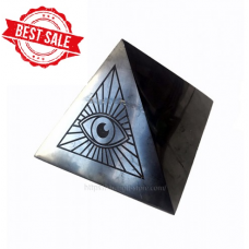 150 mm Polished shungite pyramid with engraving The Eye of God