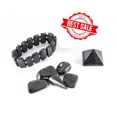 Set of 3 cm pyramid, tumbled stones 150g and bracelet Eclipse BLACK SALE ONLY