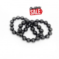 Shungite Bracelet, 8mm Rondelles, Sterling Silver Clasp Black/Silver / Shungite/Sterling Silver / Mag-Lok Clasp