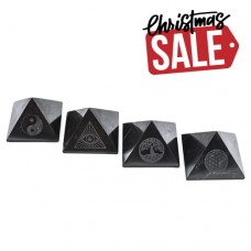 Set 4 polished pyramids with different engravings 5 cm