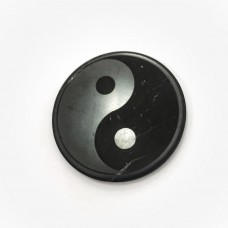 Circular shungite plate Yin Yang with Engraving 30 mm