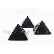 Set of 3 shungite polished pyramids 3cm, 4 cm, 5 cm