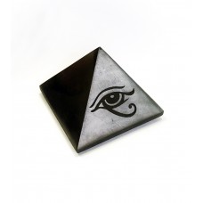 50mm Polished shungite pyramid with engraving The Eye of Horus