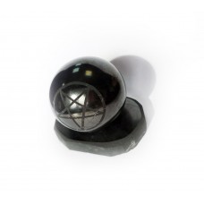Sphere of shungite polished with engraving Pentacle 50 mm