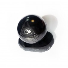 Sphere of shungite polished with engraving The eye of God 50 mm